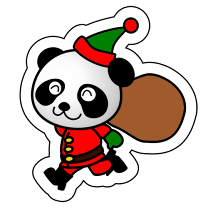 Santa Claus Panda Christmas Sticker